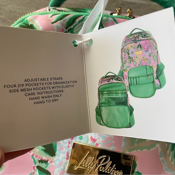 NWT Lilly Pulitzer Backpack in Multi Via Amore Spritzer Home (pink and green) - Picture 5 of 13